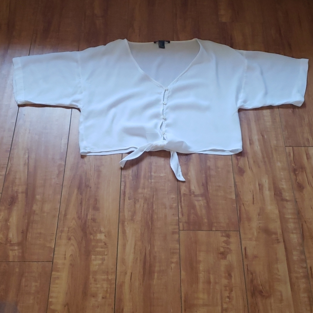 Forever 21 White Crop Top Tie